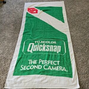 Fuji Fujicolor Quicksnap Beach Towel OS Green Vintage 90s Promo USA Made